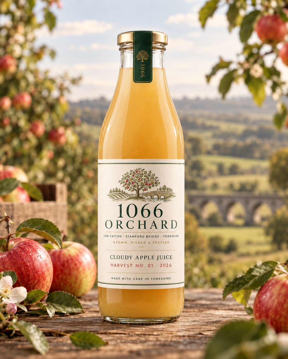 1066 Orchard cloudy apple juice bottle