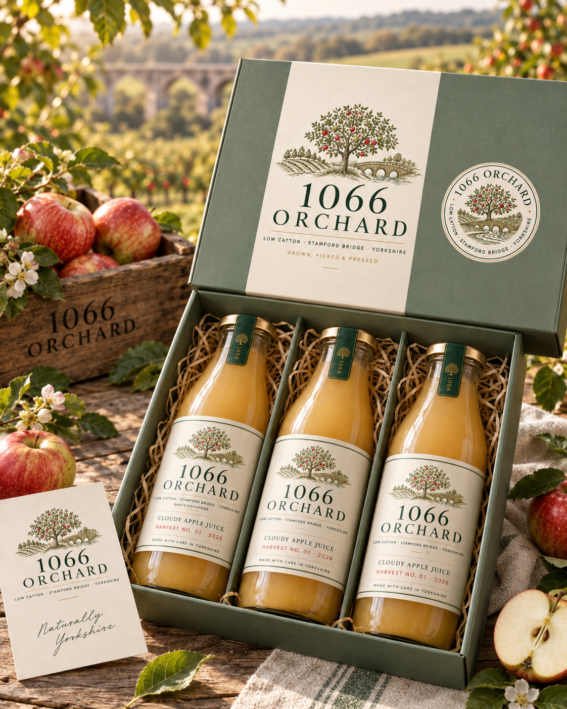1066 Orchard three-bottle gift box